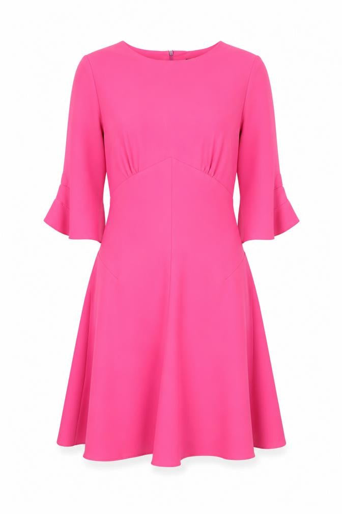 Closet Women’s Pink Fit & Flare Dress Size 12 Half Sleeve Knee Length