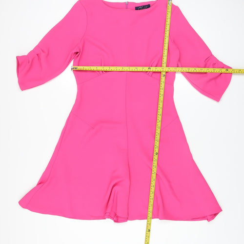 Closet Women’s Pink Fit & Flare Dress Size 12 Half Sleeve Knee Length