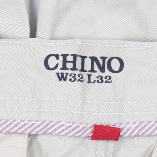Denim Co. Men’s Beige Chino Trousers W32 L32 Regular Fit