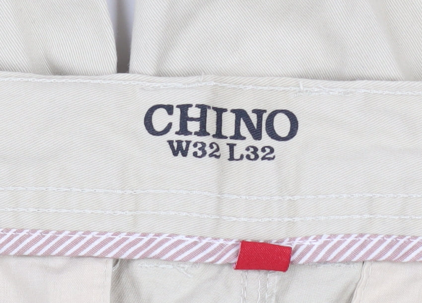 Denim Co. Men’s Beige Chino Trousers W32 L32 Regular Fit