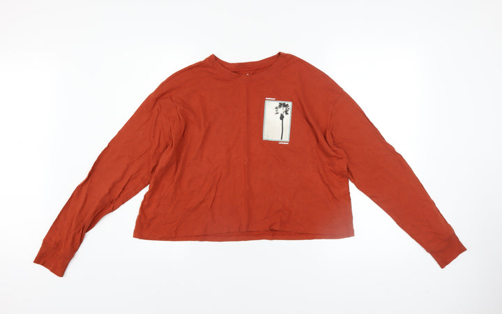 Hollister Womens Brown Cropped Long Sleeve T-Shirt XS