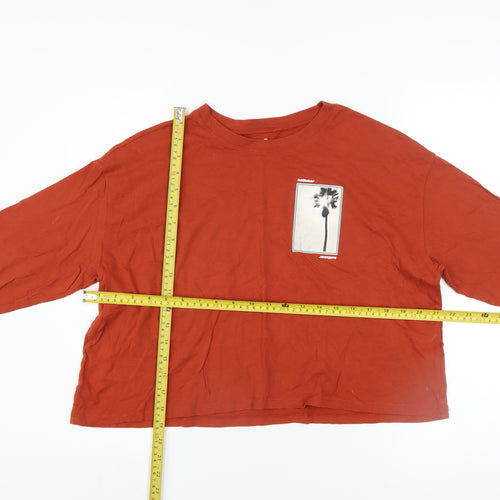 Hollister Womens Brown Cropped Long Sleeve T-Shirt XS