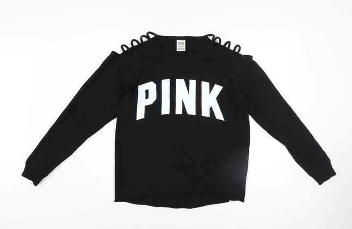 Victoria's Secret PINK Women's Black XS Sweatshirt with Cutout Shoulders