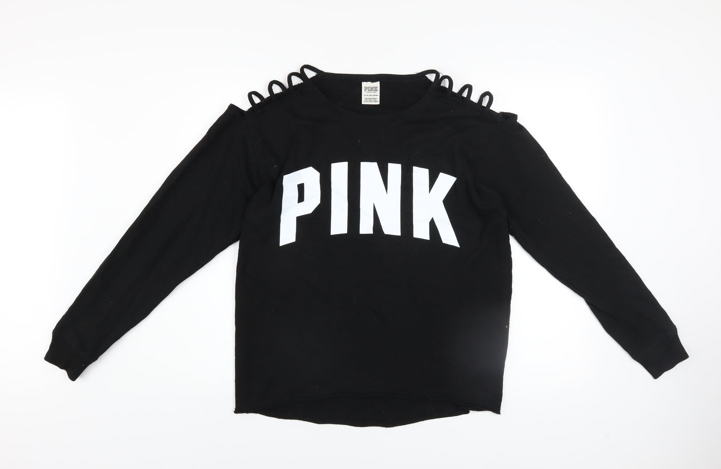 Victoria's Secret PINK Women's Black XS Sweatshirt with Cutout Shoulders