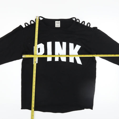 Victoria's Secret PINK Women's Black XS Sweatshirt with Cutout Shoulders