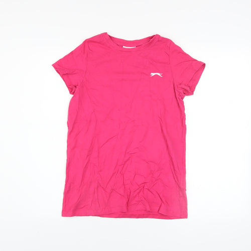 Slazenger Womens Pink Cotton Crew Neck Short Sleeve T-Shirt UK 8