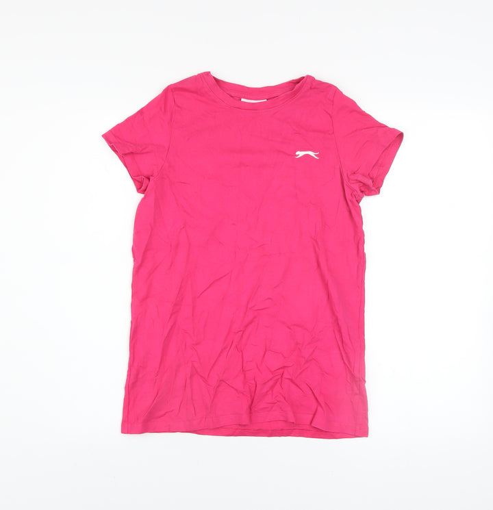 Slazenger Womens Pink Cotton Crew Neck Short Sleeve T-Shirt UK 8