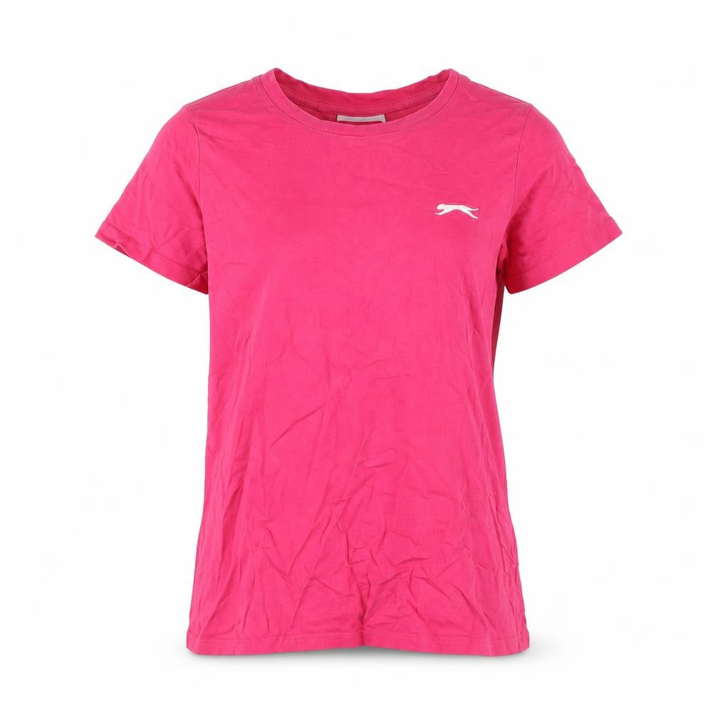 Slazenger Womens Pink Cotton Crew Neck Short Sleeve T-Shirt UK 8