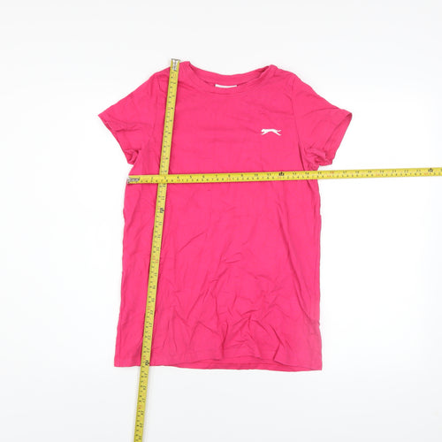 Slazenger Womens Pink Cotton Crew Neck Short Sleeve T-Shirt UK 8