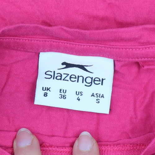 Slazenger Womens Pink Cotton Crew Neck Short Sleeve T-Shirt UK 8