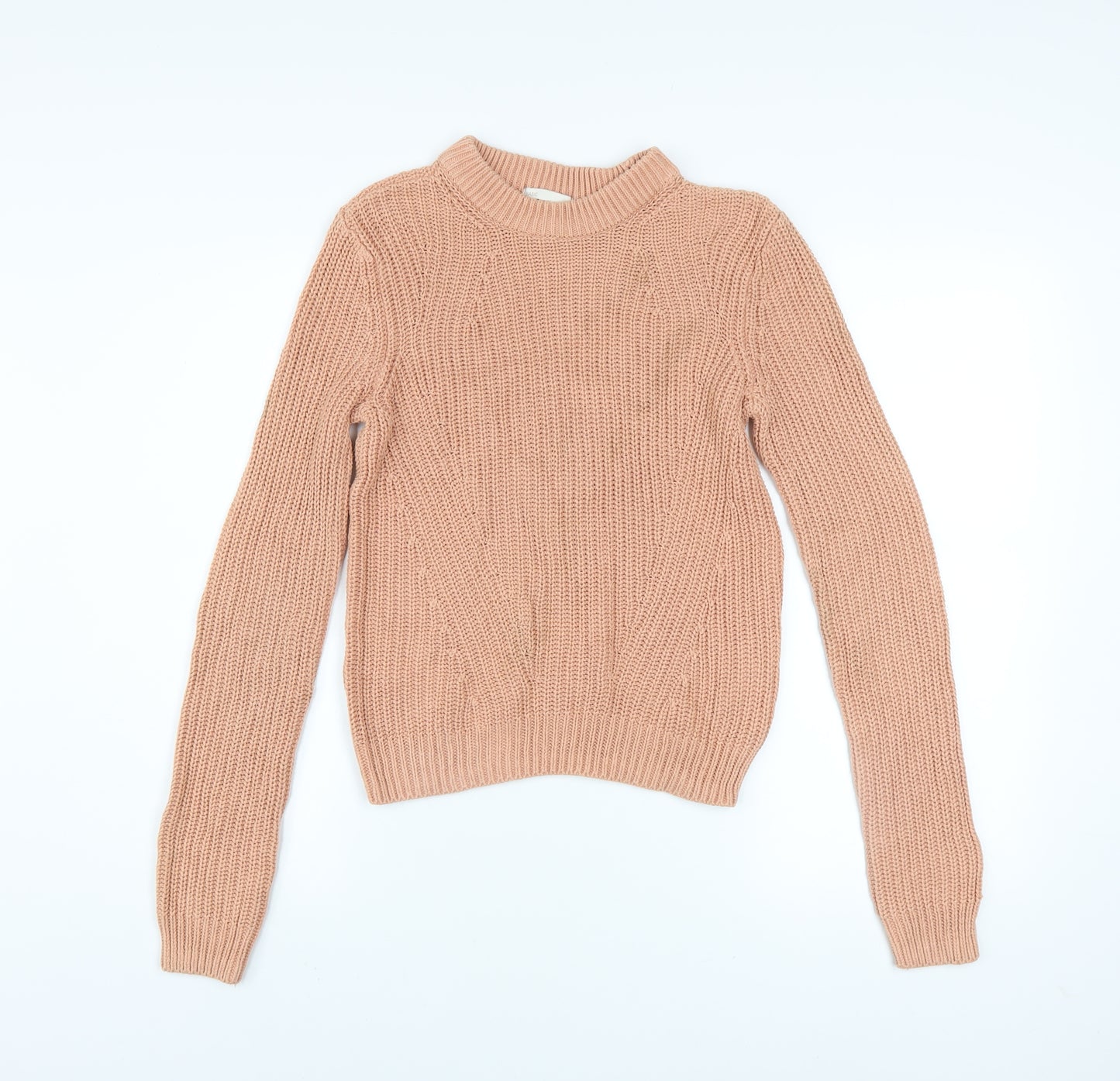 H&M Womens Beige Chunky Knit Mock Neck Pullover Jumper XS