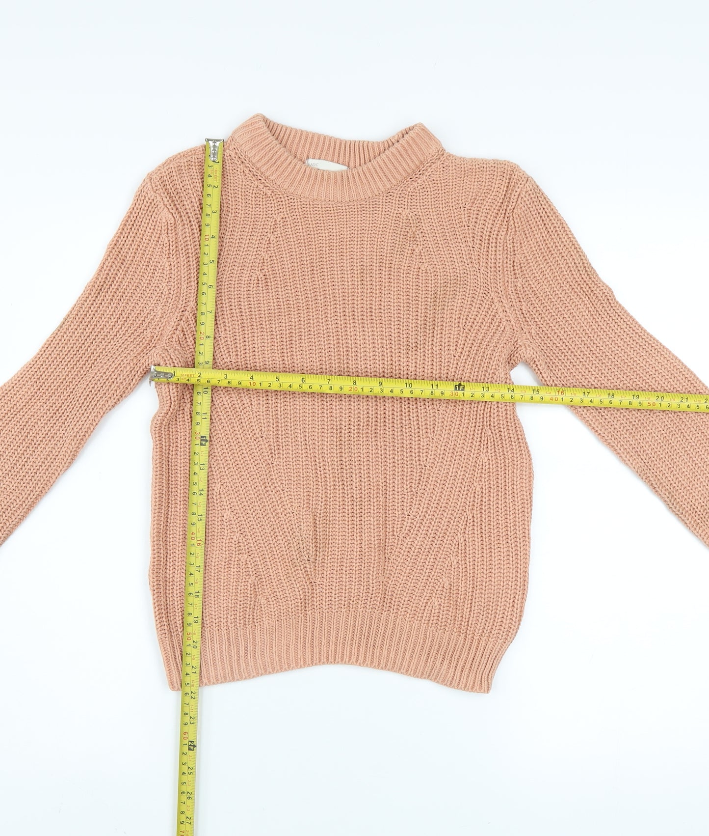 H&M Womens Beige Chunky Knit Mock Neck Pullover Jumper XS