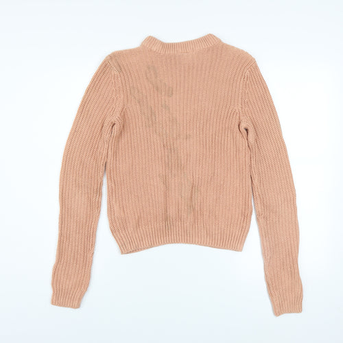 H&M Womens Beige Chunky Knit Mock Neck Pullover Jumper XS