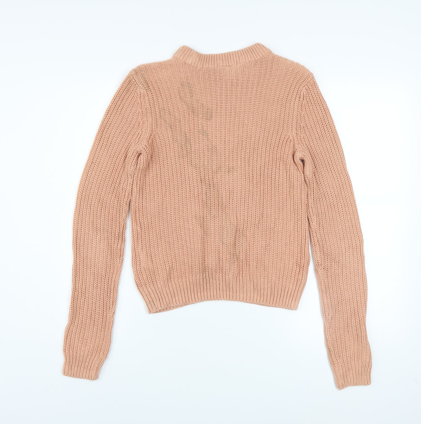 H&M Womens Beige Chunky Knit Mock Neck Pullover Jumper XS