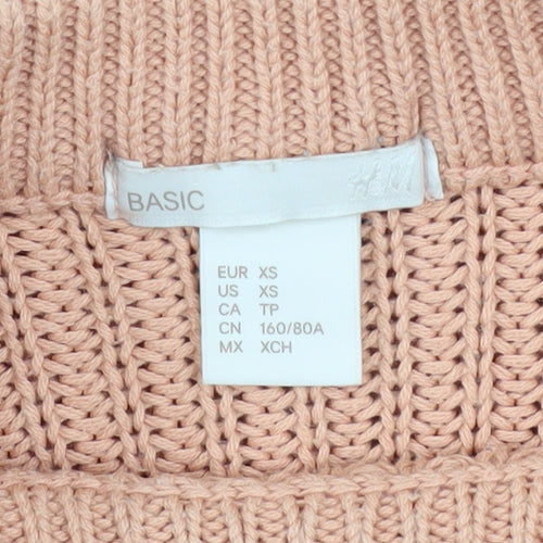H&M Womens Beige Chunky Knit Mock Neck Pullover Jumper XS