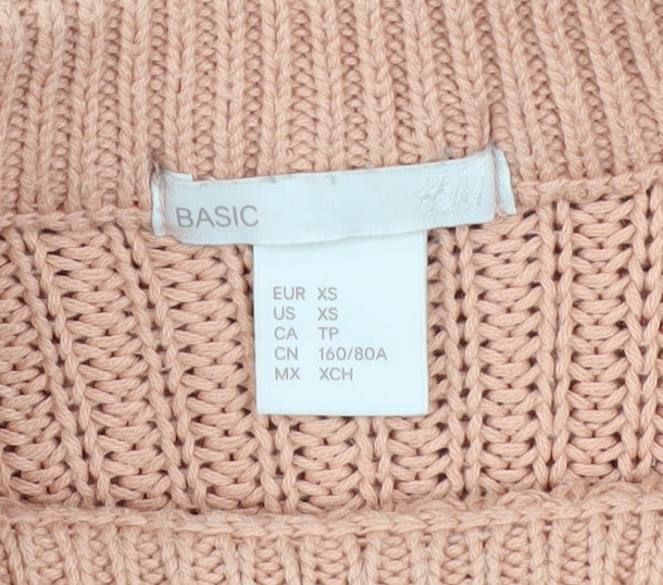 H&M Womens Beige Chunky Knit Mock Neck Pullover Jumper XS
