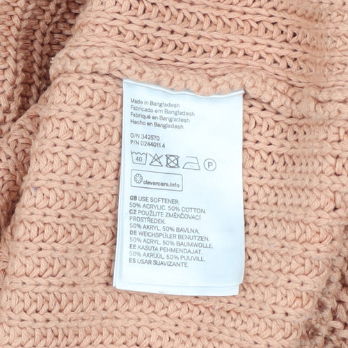 H&M Womens Beige Chunky Knit Mock Neck Pullover Jumper XS