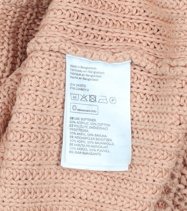 H&M Womens Beige Chunky Knit Mock Neck Pullover Jumper XS