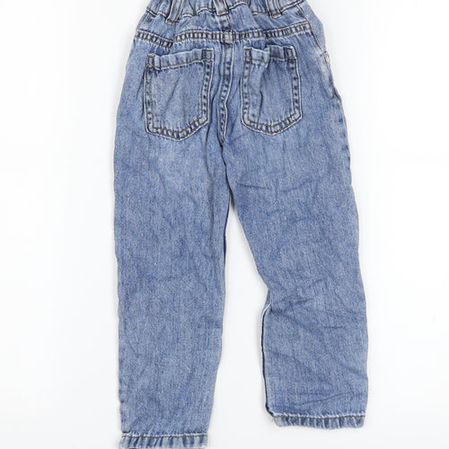 F&F Girls Blue Distressed Straight Jeans 2-3 Years Cotton Denim