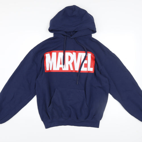 Marvel Men's Blue Pullover Hoodie Medium Graphic Print