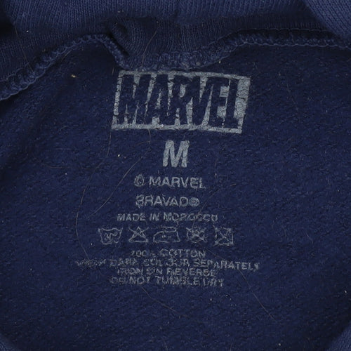 Marvel Men's Blue Pullover Hoodie Medium Graphic Print
