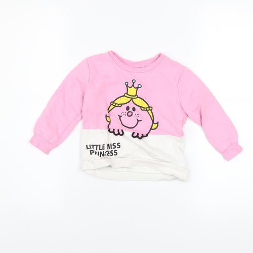 Dunnes Stores Girls Pink Little Miss Princess Pullover Jumper 18-24 Months