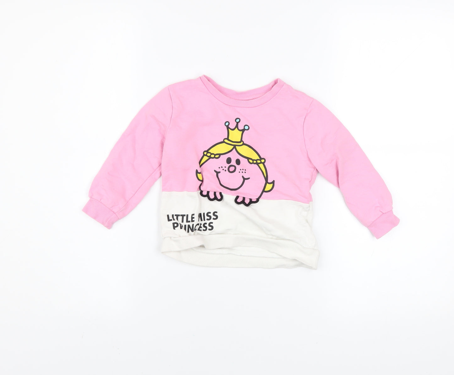 Dunnes Stores Girls Pink Little Miss Princess Pullover Jumper 18-24 Months