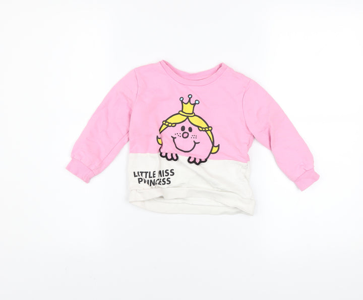 Dunnes Stores Girls Pink Little Miss Princess Pullover Jumper 18-24 Months