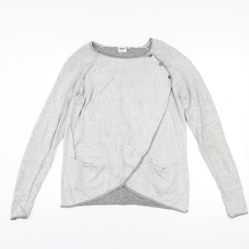 Object Women Grey Wrap Sweatshirt Medium Lyocell Cotton Blend