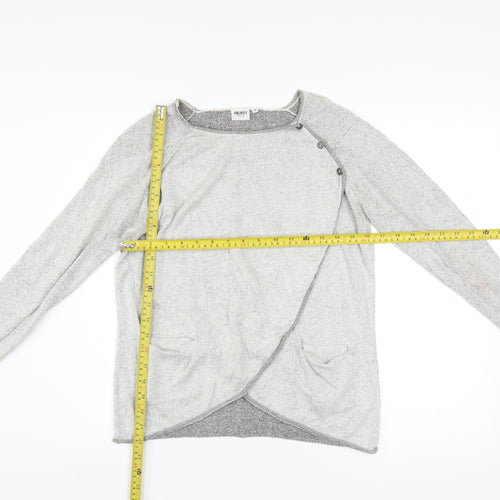 Object Women Grey Wrap Sweatshirt Medium Lyocell Cotton Blend