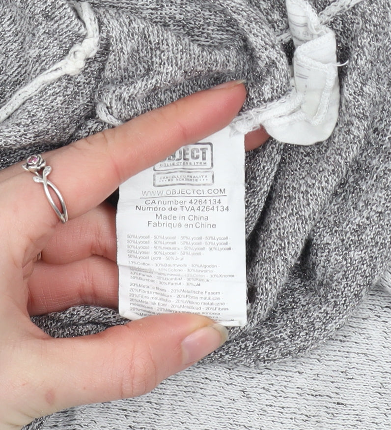 Object Women Grey Wrap Sweatshirt Medium Lyocell Cotton Blend