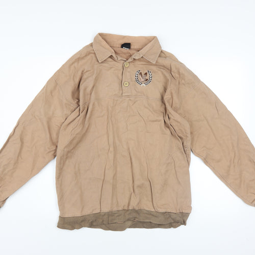 Walbusch Men’s Beige Henley Sweatshirt Size L 100% Cotton Ireland