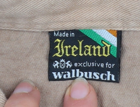 Walbusch Men’s Beige Henley Sweatshirt Size L 100% Cotton Ireland