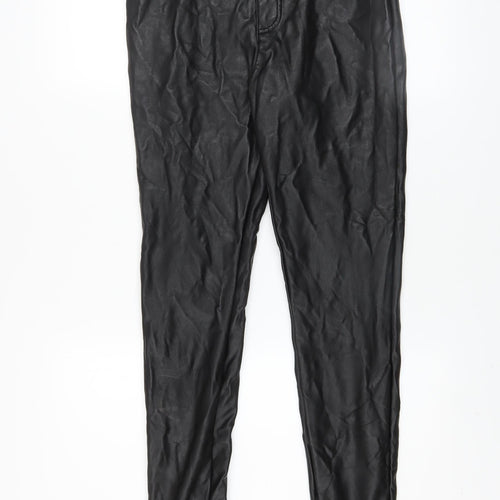 ONLY Womens Black Faux Leather High Rise Skinny Leggings M