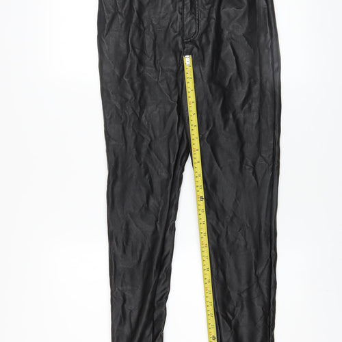 ONLY Womens Black Faux Leather High Rise Skinny Leggings M