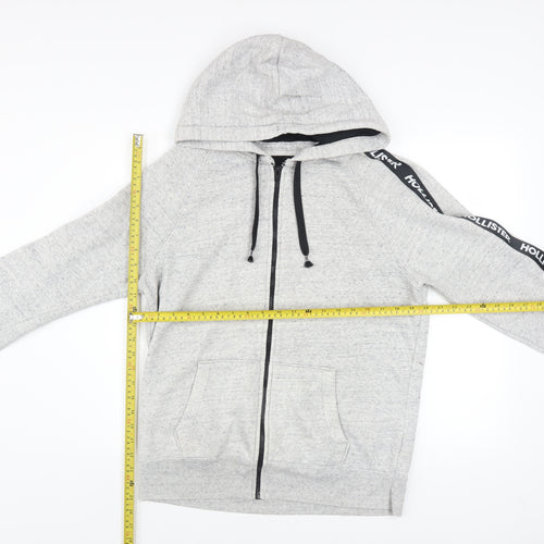 Hollister Men Grey Full Zip Hoodie Medium Cotton Blend