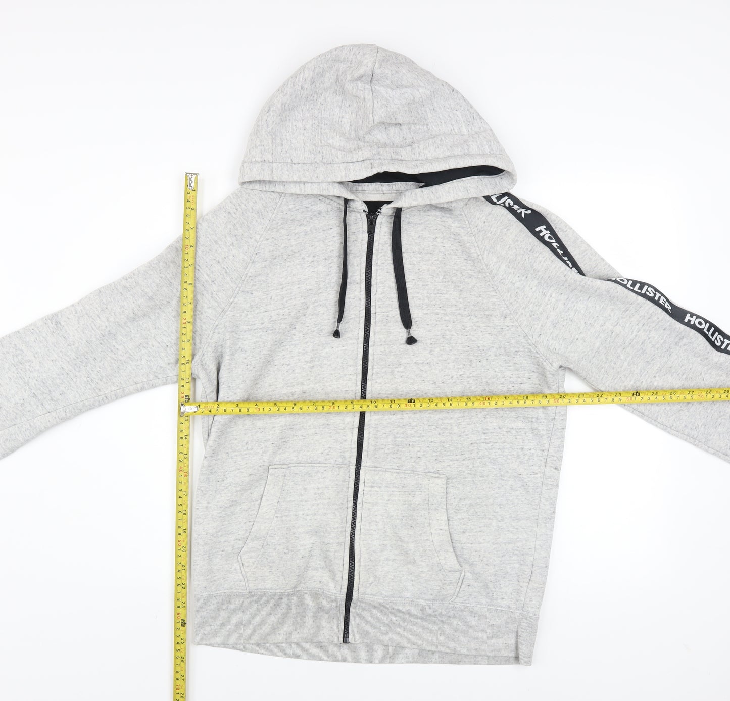 Hollister Men Grey Full Zip Hoodie Medium Cotton Blend