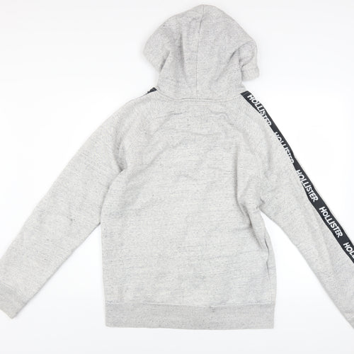 Hollister Men Grey Full Zip Hoodie Medium Cotton Blend
