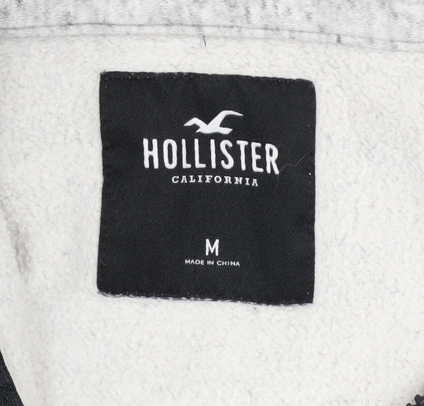Hollister Men Grey Full Zip Hoodie Medium Cotton Blend