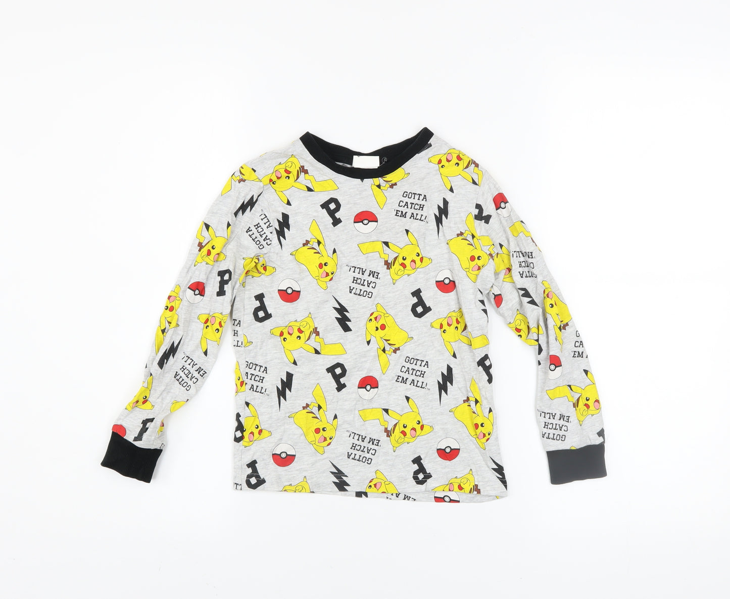 Pokémon Boys Grey Pikachu Long Sleeve Pyjama Top 6-7 Years