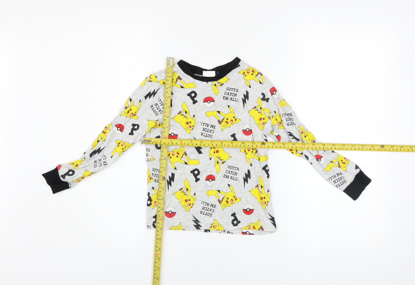 Pokémon Boys Grey Pikachu Long Sleeve Pyjama Top 6-7 Years