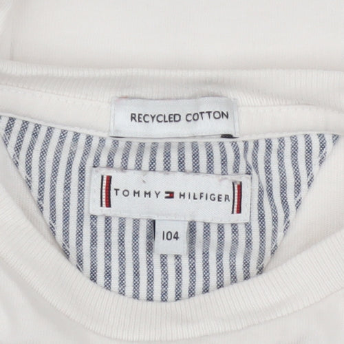 Tommy Hilfiger Boys White Long Sleeve Cotton Logo T-Shirt 4 Years
