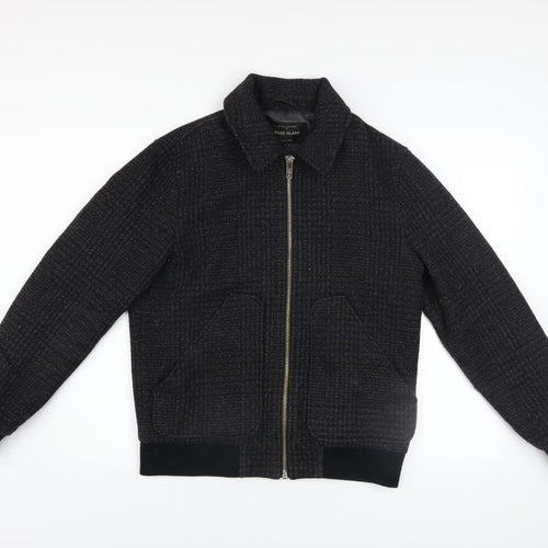 River Island Men’s Black Wool Blend Bomber Jacket Size S