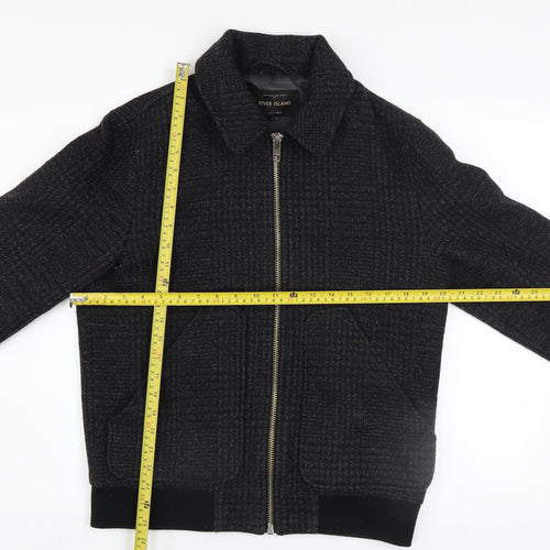 River Island Men’s Black Wool Blend Bomber Jacket Size S