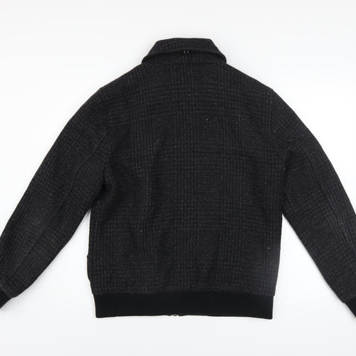 River Island Men’s Black Wool Blend Bomber Jacket Size S
