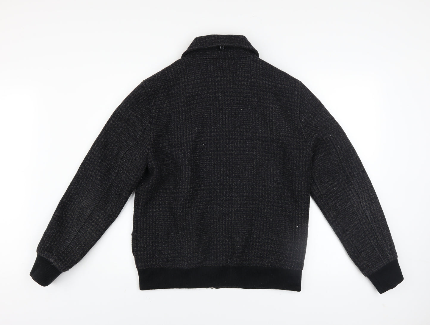 River Island Men’s Black Wool Blend Bomber Jacket Size S