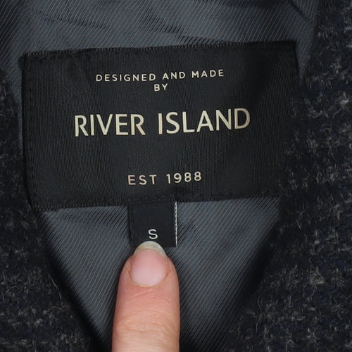 River Island Men’s Black Wool Blend Bomber Jacket Size S