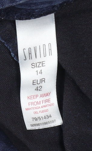 Savida Women Blue Skinny Mid Rise Stretch Jeans Size 14