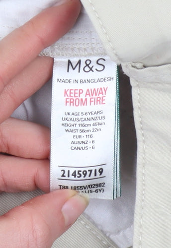 Marks and Spencer Boys Beige Chino Shorts 5-6 Years Cotton Blend
