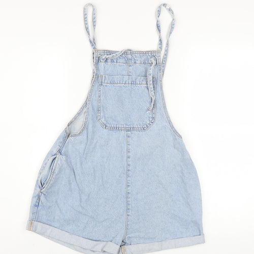 Denim Co. Women's Blue Denim Dungaree Playsuit Size 8